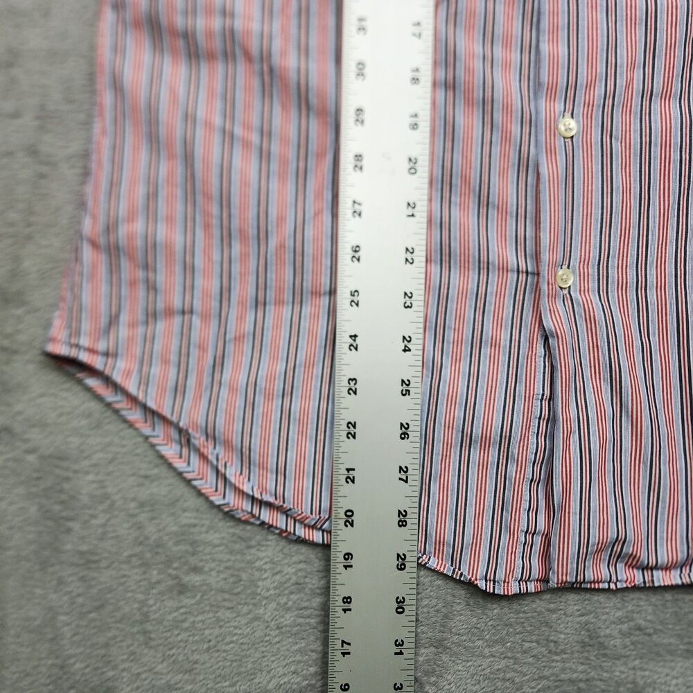Lauren Ralph Lauren Mens 15.5 32 33 Red Blue Stripe Shirt Button Down Cotton - Picture 9 of 9